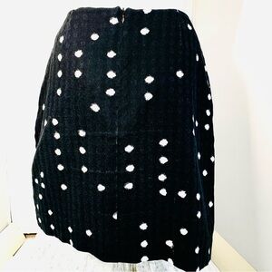 Chelsea & Theodore Black A-Line Skirt with White Polka Dots & Side Pockets